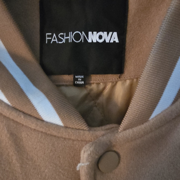 Fashion Nova Camel Varsity Jacket - Picture 3 of 8